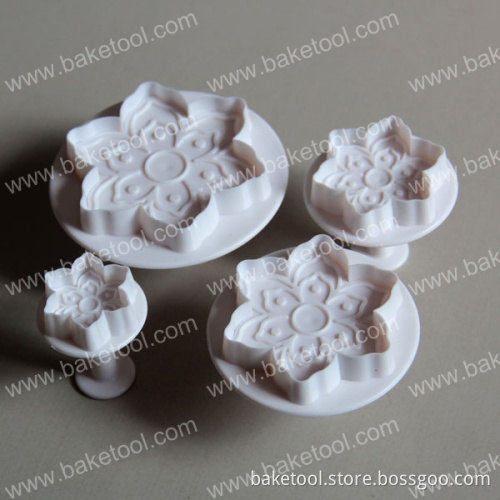 Plastic Petal Shape Cookie Cutter Plunger Mold Set